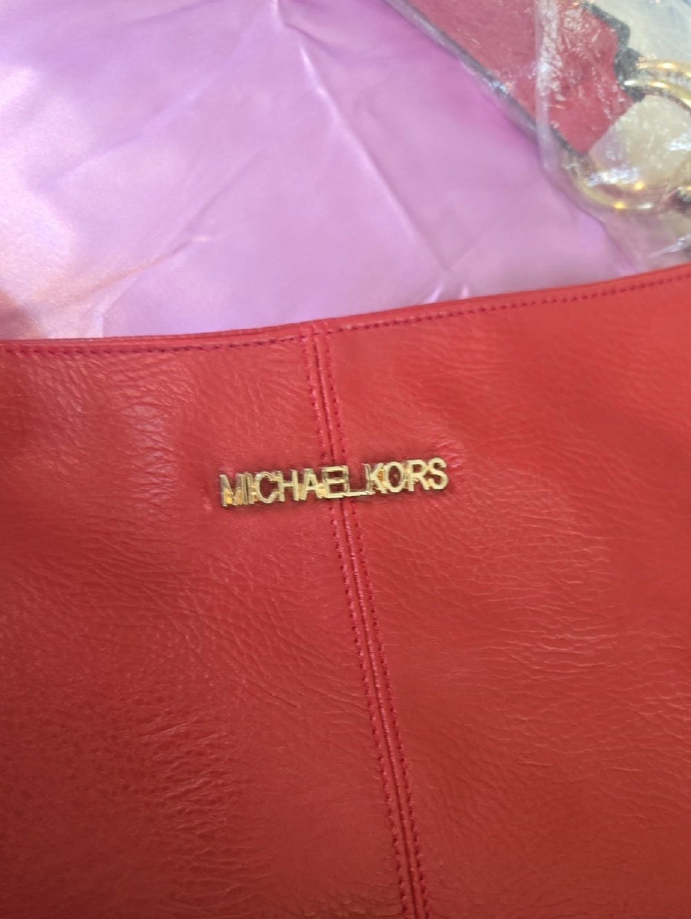 Michael Kors Red Leather Hobo Bag with Tassels - Picture 7 of 9